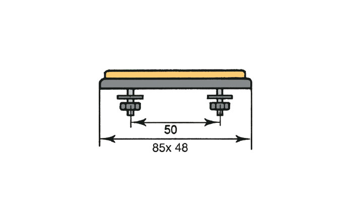 CATADIOPTRICO ROJO RECTANGULAR BASE 2 TORNILLO 85x48 mm