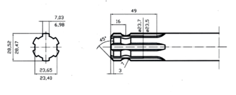 ADAPTADOR TOMA DE FUERZA 1-3/8" Z.6 (HEMBRA) A 1-1/8" Z.6 (MACHO)