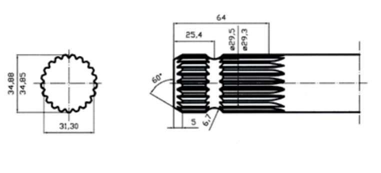 ADAPTADOR TOMA DE FUERZA 1-3/8" Z.6 (HEMBRA) A 1-3/8" Z.21 (MACHO)
