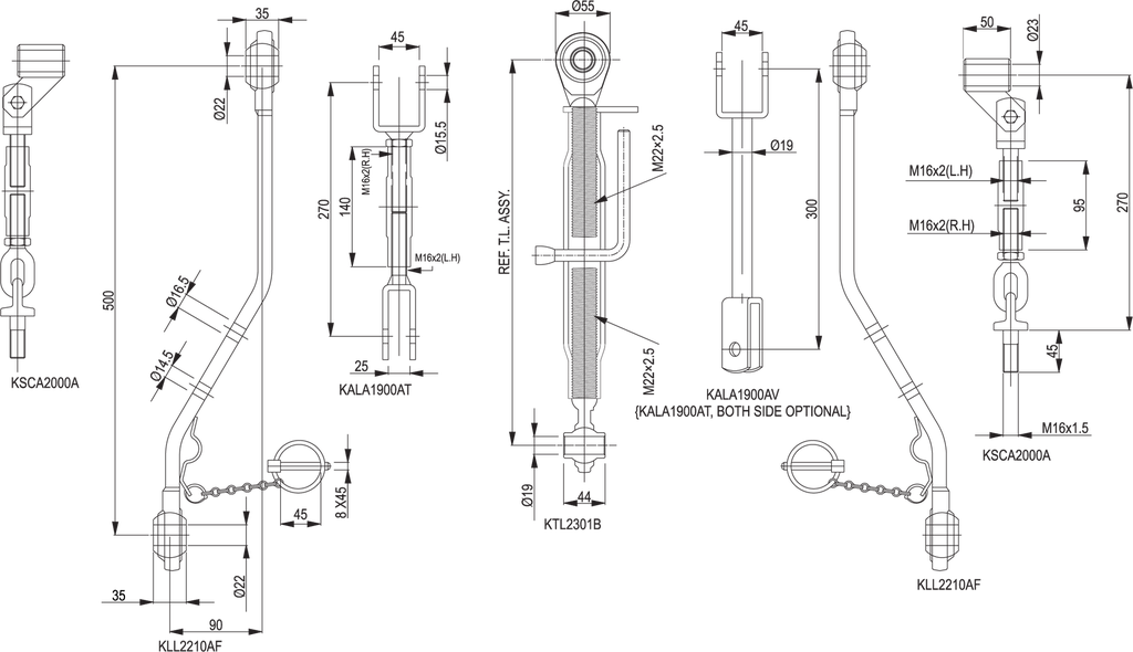 KIT TRIPUNTAL ADAPTABLE A ISEKI 12X50X500 REF. KKK2