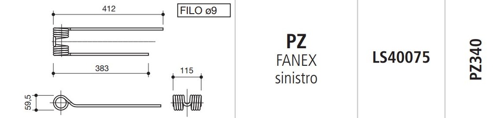 MUELLE RASTRILLO PZ FANEX IZQUIERDO LS40075