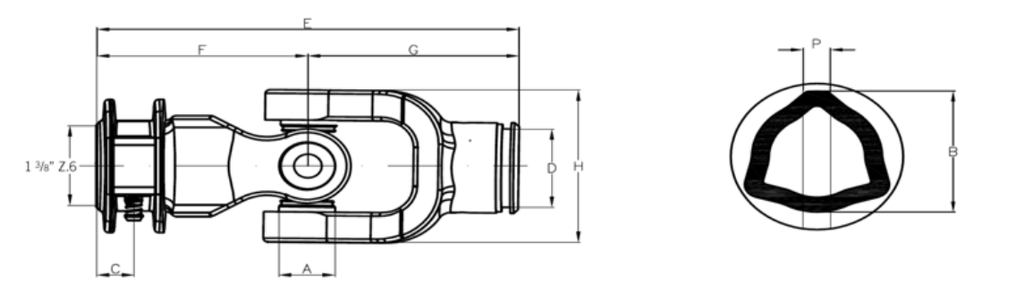NUDO TRANSMISION 1 3/8 Z.6 PARA TUBO INTERIOR REF. 70.1-74