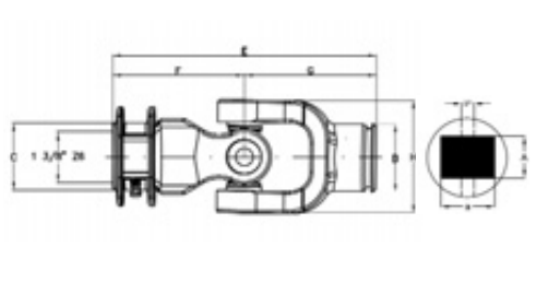 NUDO ESTRIADO 1 3/8" Z6 PARA PERFIL INTERNO RECTANGULAR 35x32mm