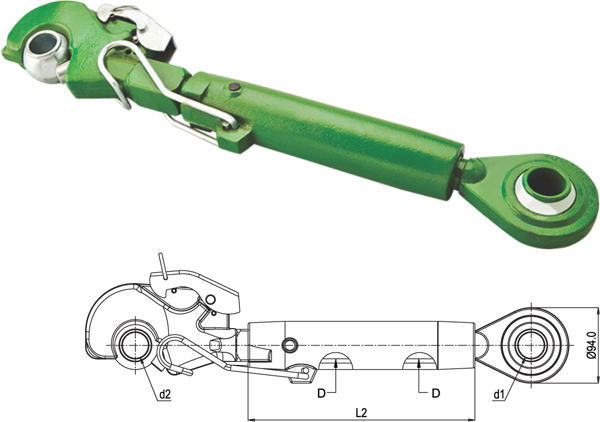 TERCER PUNTO CON ENGANCHE RÁPIDO CAT. 3-3 520 mm (CERRADO) ADAPTABLE A JOHN DEERE